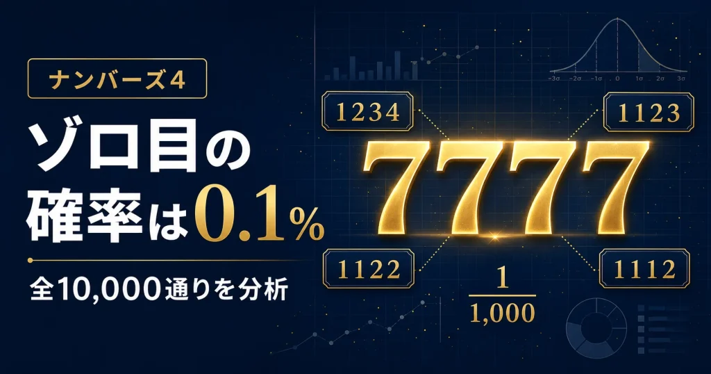 ナンバーズ4でゾロ目が出る確率は?ダブル・トリプルも全10,000通りで分析